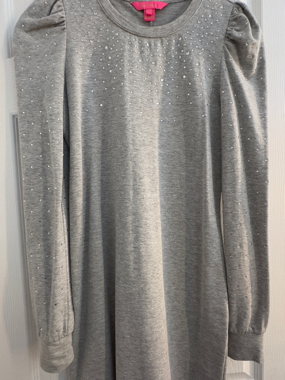 Lilly Pulitzer Gray Rhinestone Puff-Sleeve Sweatshirt Dress size XS